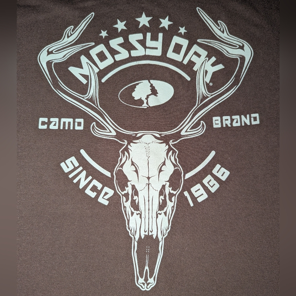 Mossy Oak Men's XXL Brown Graphic Front Cow Skull Short Sleeve‎ T-shirt - Picture 2 of 5